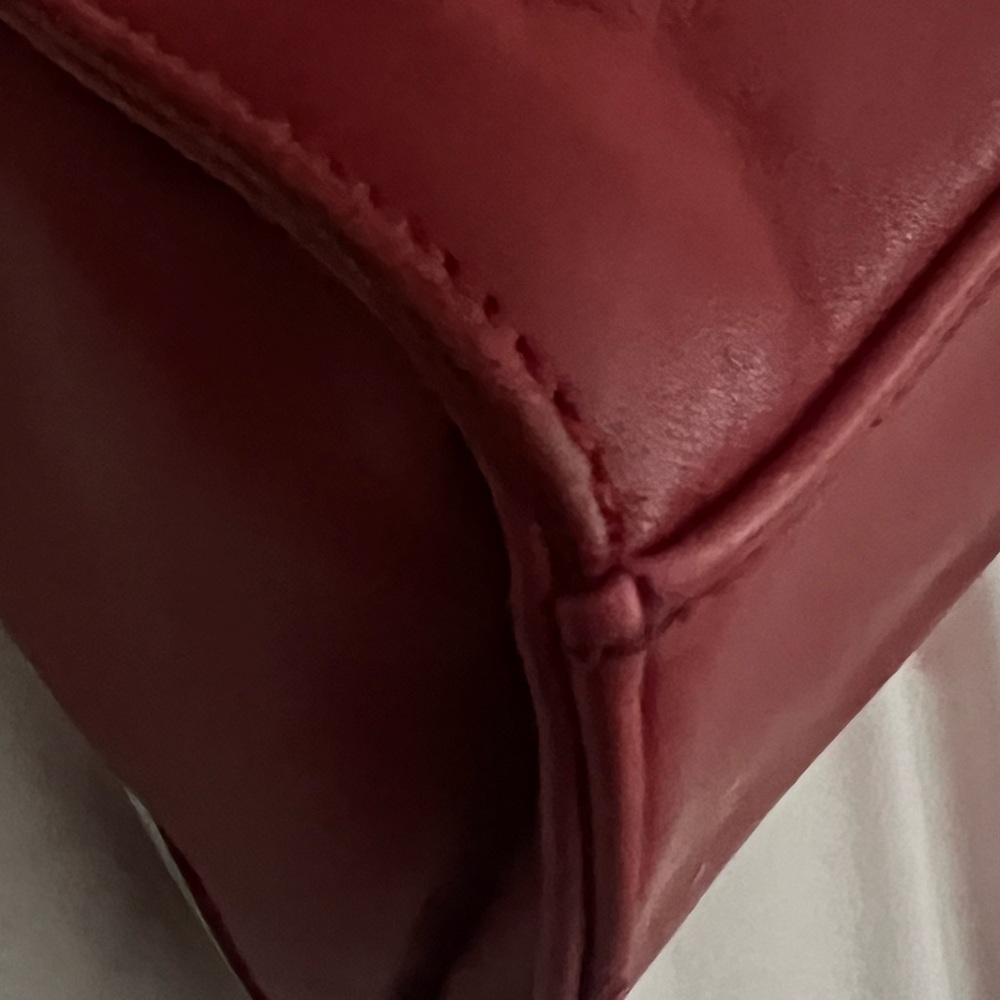 Leather Red and White Color Block Bag - Picture 7 of 12